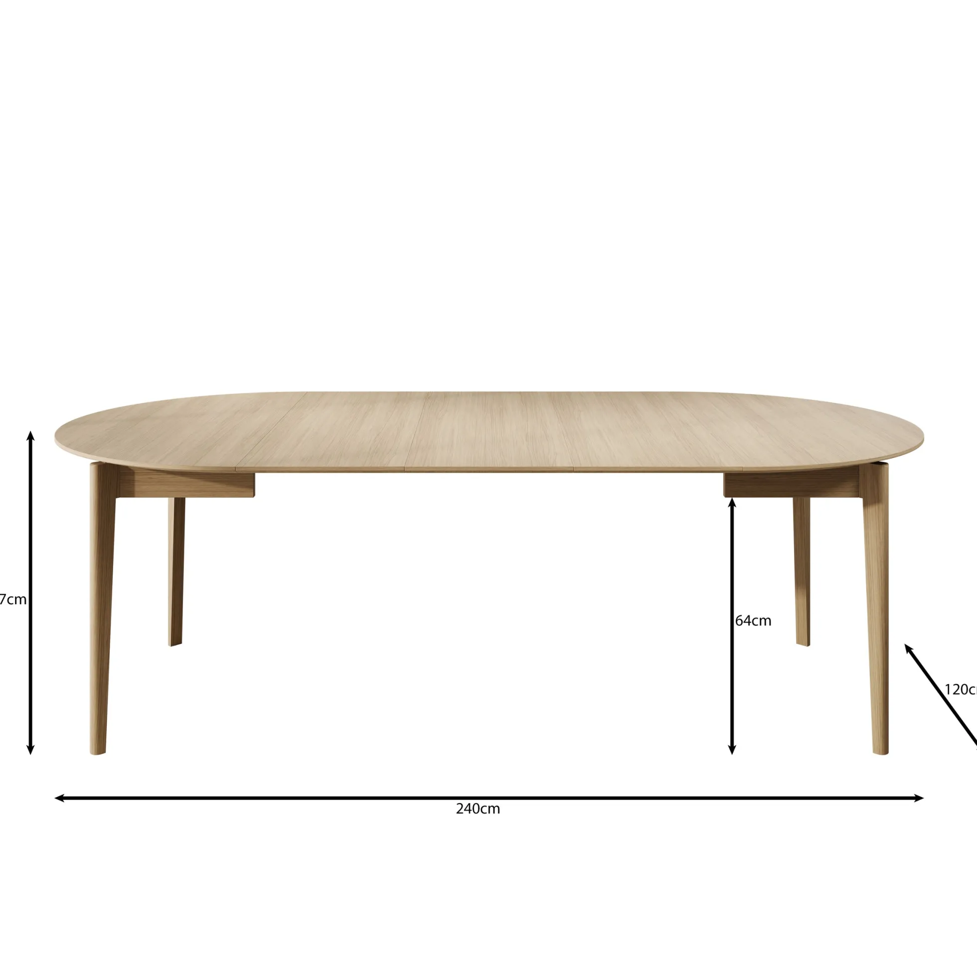 Portino - Eetkamertafel - Donker eiken - 120-240x120x77 cm
