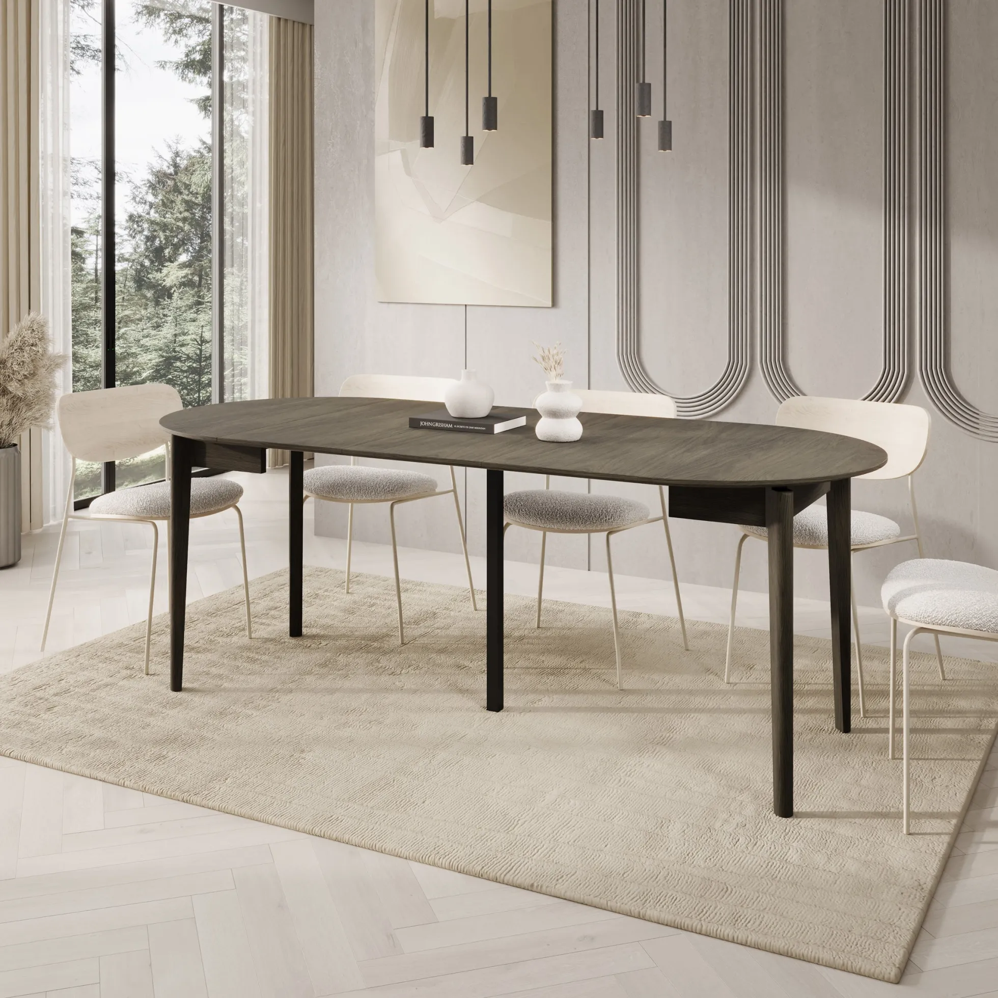 Portino - Eetkamertafel - Donker eiken - 90-210x90x77 cm