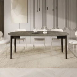 Portino - Eetkamertafel - Donker eiken - 90-210x90x77 cm