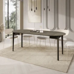 Portino - Eetkamertafel - Donker eiken - 90-210x90x77 cm