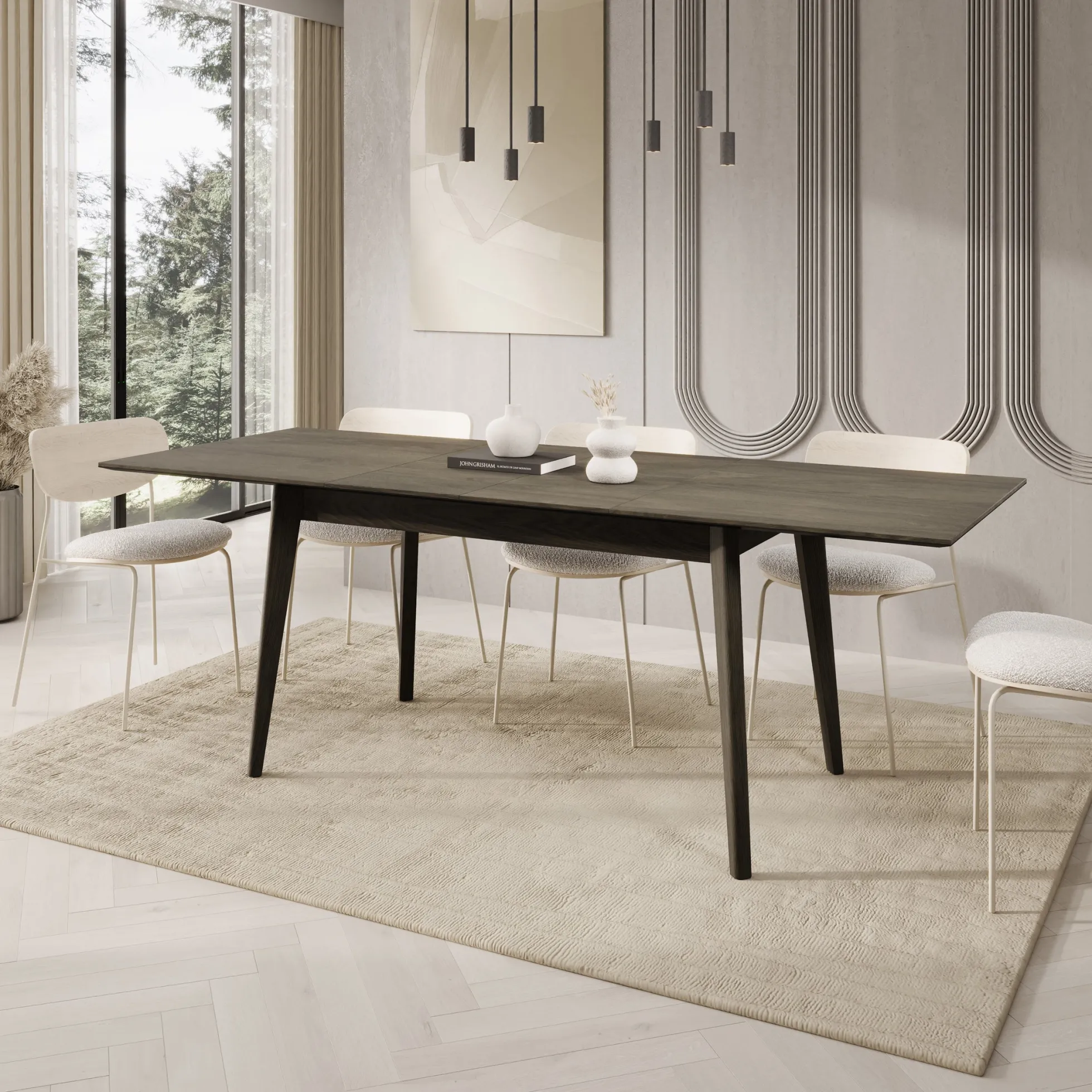 Portino - Eetkamertafel - Donker eiken - 145-220x85x77 cm