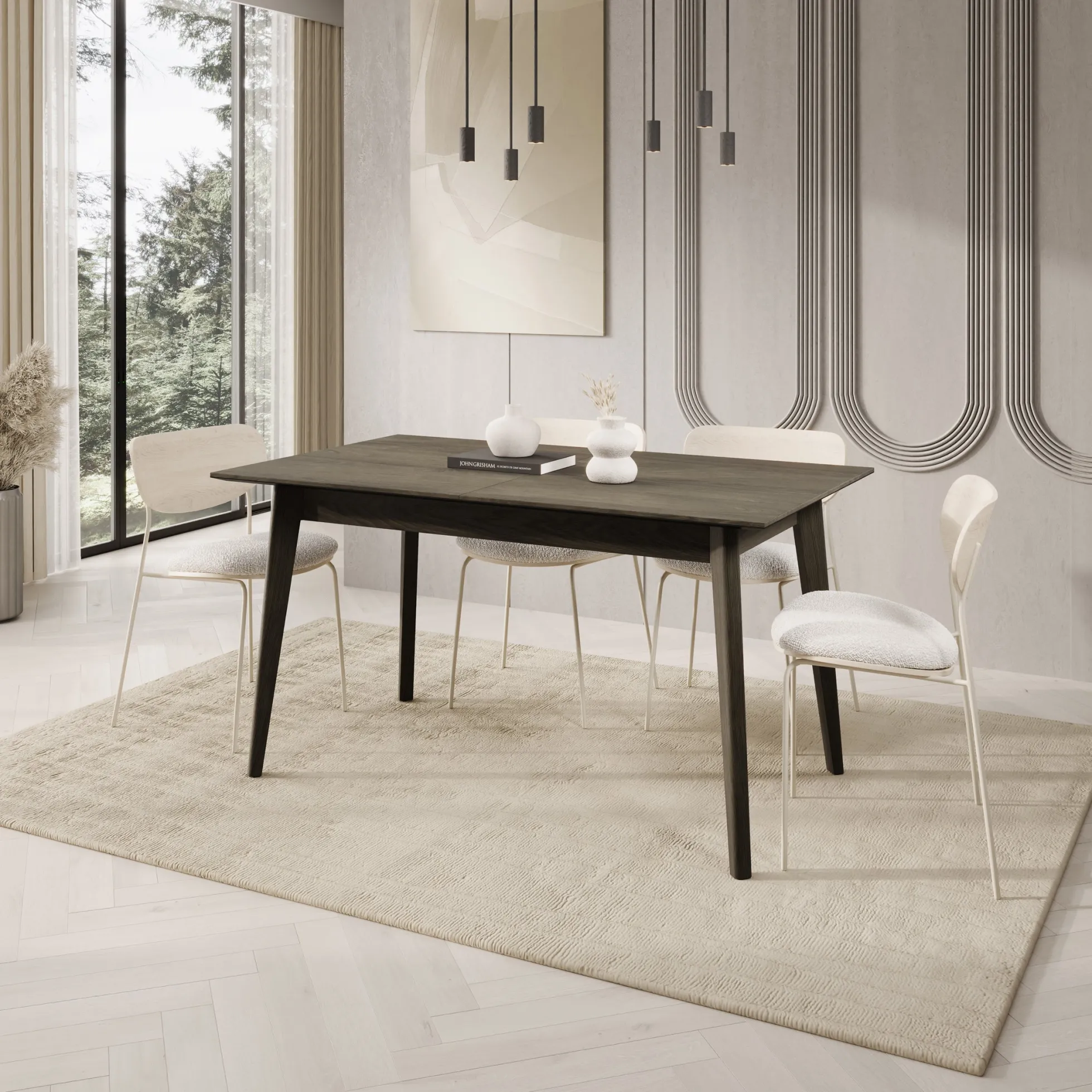 Portino - Eetkamertafel - Donker eiken - 145-220x85x77 cm
