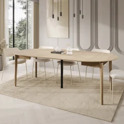 Portino - Eetkamertafel - Licht eiken - 120-240x120x77 cm