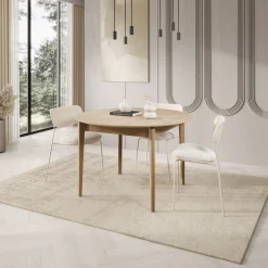 Portino - Eetkamertafel - Licht eiken - 120-240x120x77 cm