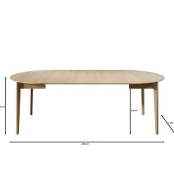 Portino - Eetkamertafel - Licht eiken - 120-240x120x77 cm