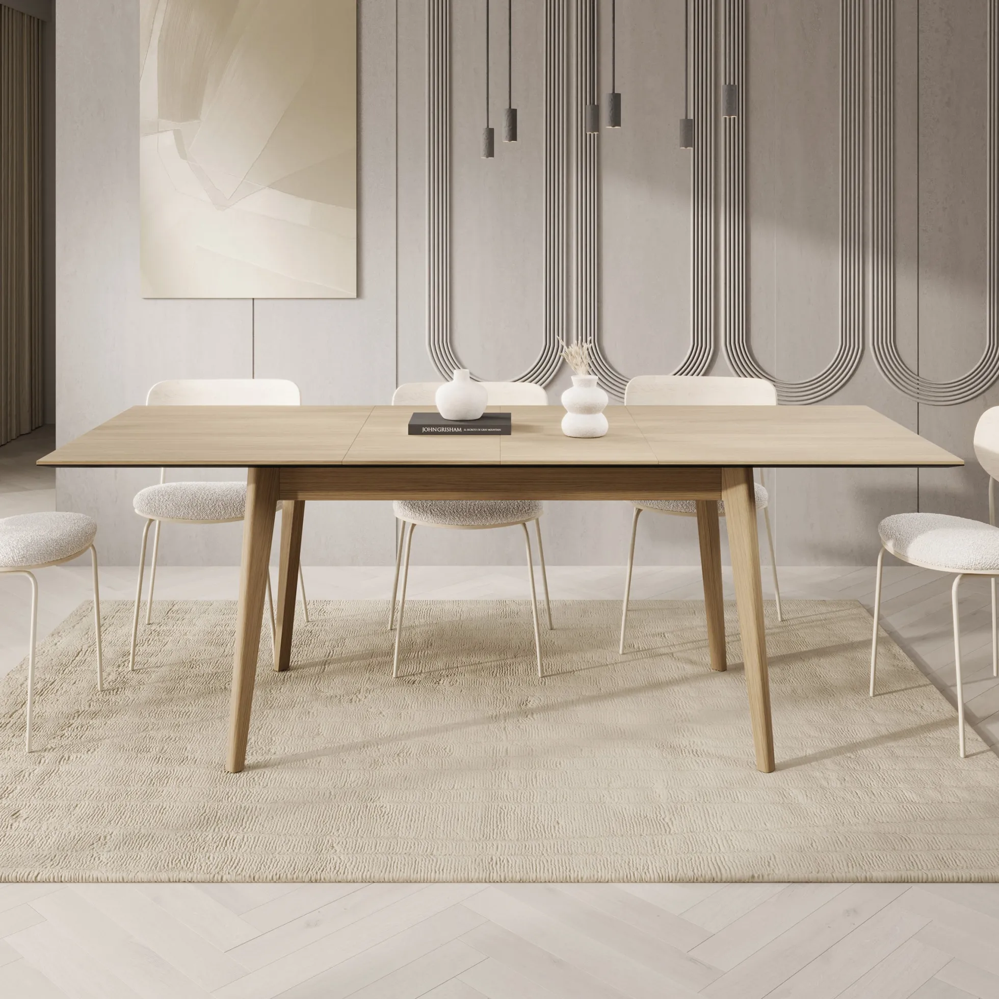 Portino - Eetkamertafel - Licht eiken - 145-220x85x77cm