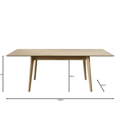 Portino - Eetkamertafel - Licht eiken - 145-220x85x77cm
