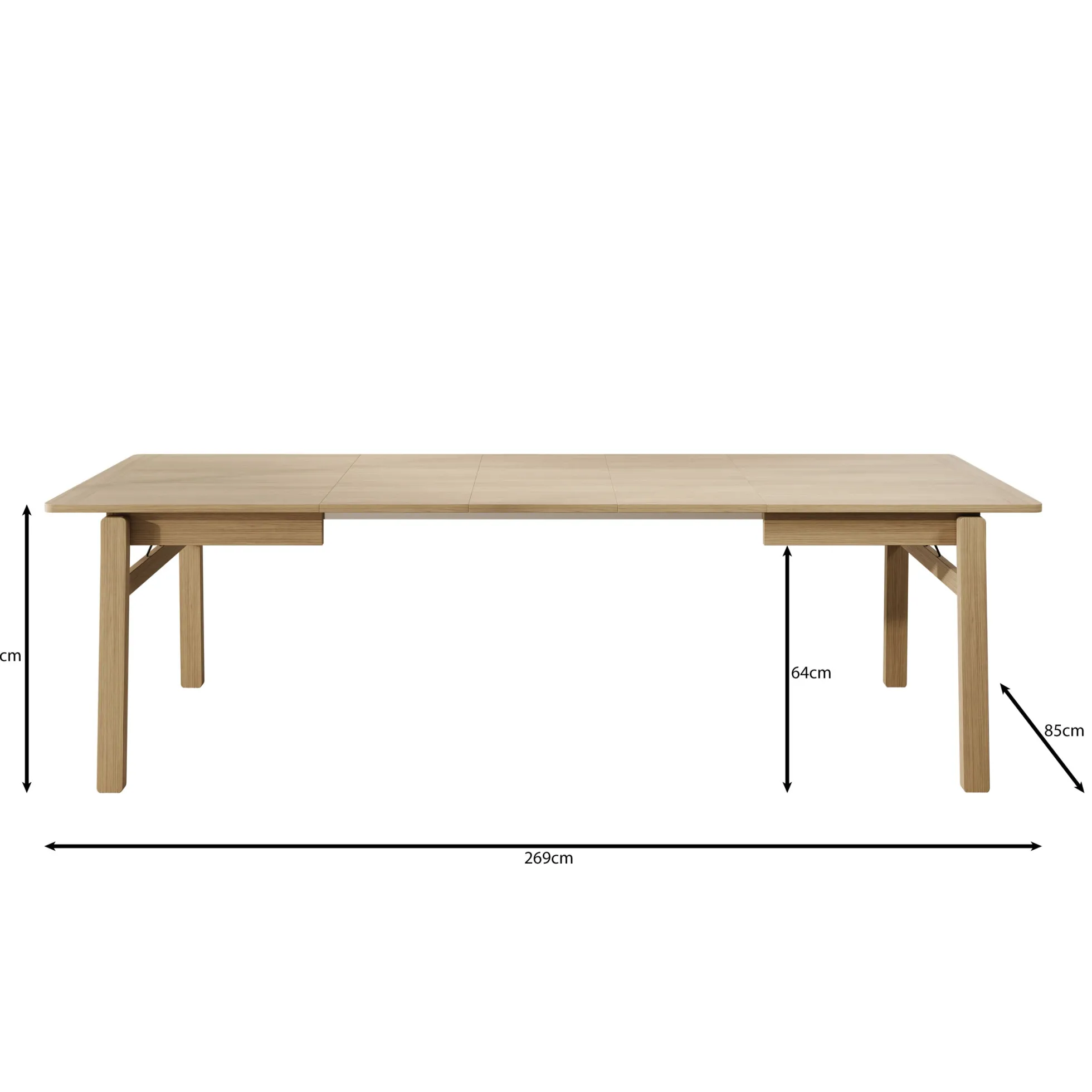Portino - Eetkamertafel - Licht eiken - 149-269x85x77cm