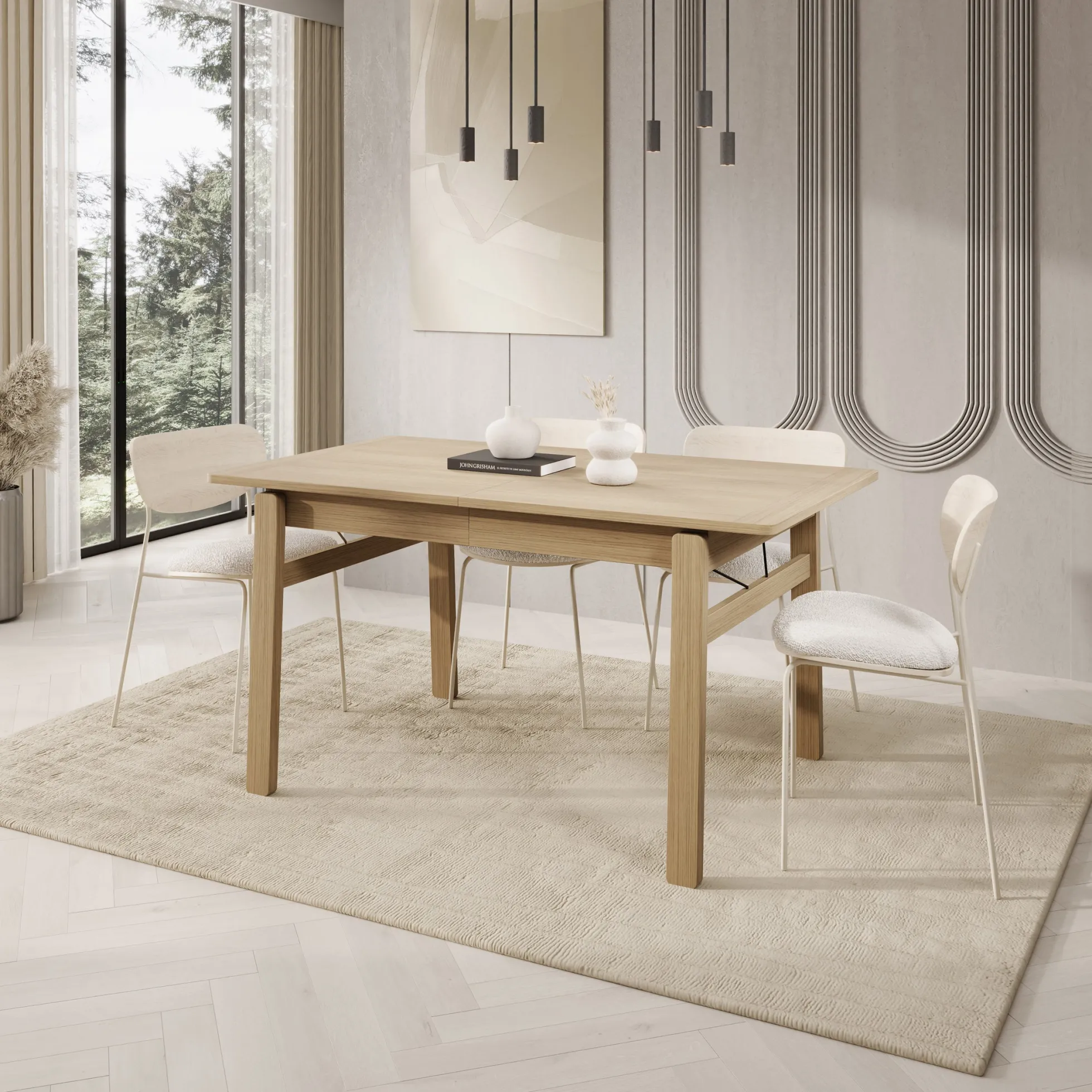 Portino - Eetkamertafel - Licht eiken - 149-269x85x77cm
