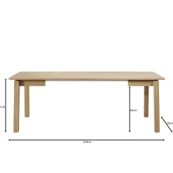 Portino - Eetkamertafel - Licht eiken - 104-224x60x77 cm