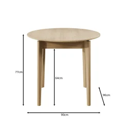 Portino - Eetkamertafel - Licht eiken - 90-210x90x77cm