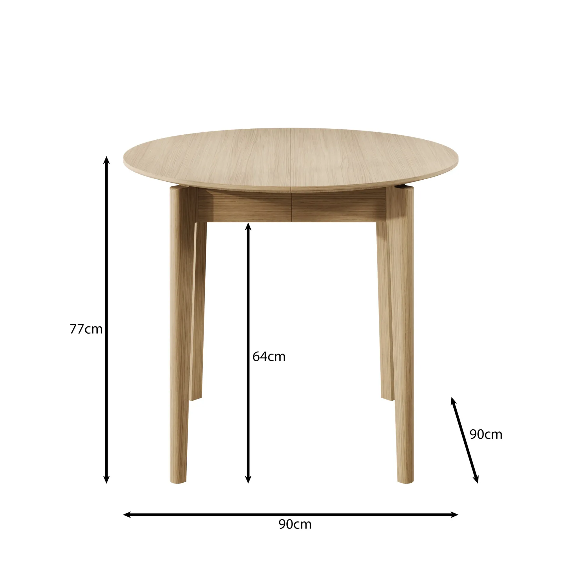 Portino - Eetkamertafel - Licht eiken - 90-210x90x77cm