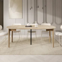 Portino - Eetkamertafel - Licht eiken - 90-210x90x77cm