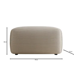 Prudence - Poef - Ribstof beige - 70x55x38 cm