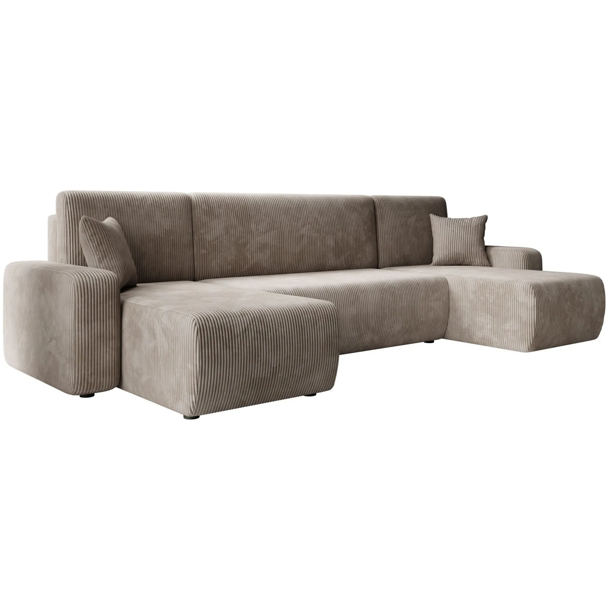 Prudence U - Hoekbank 4-zits met chaise longue - Ribstof bruin - Unive