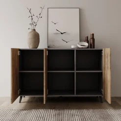 Pulse 3 - Dressoir - Eikenpatroon/grijs - 120x39x76 cm