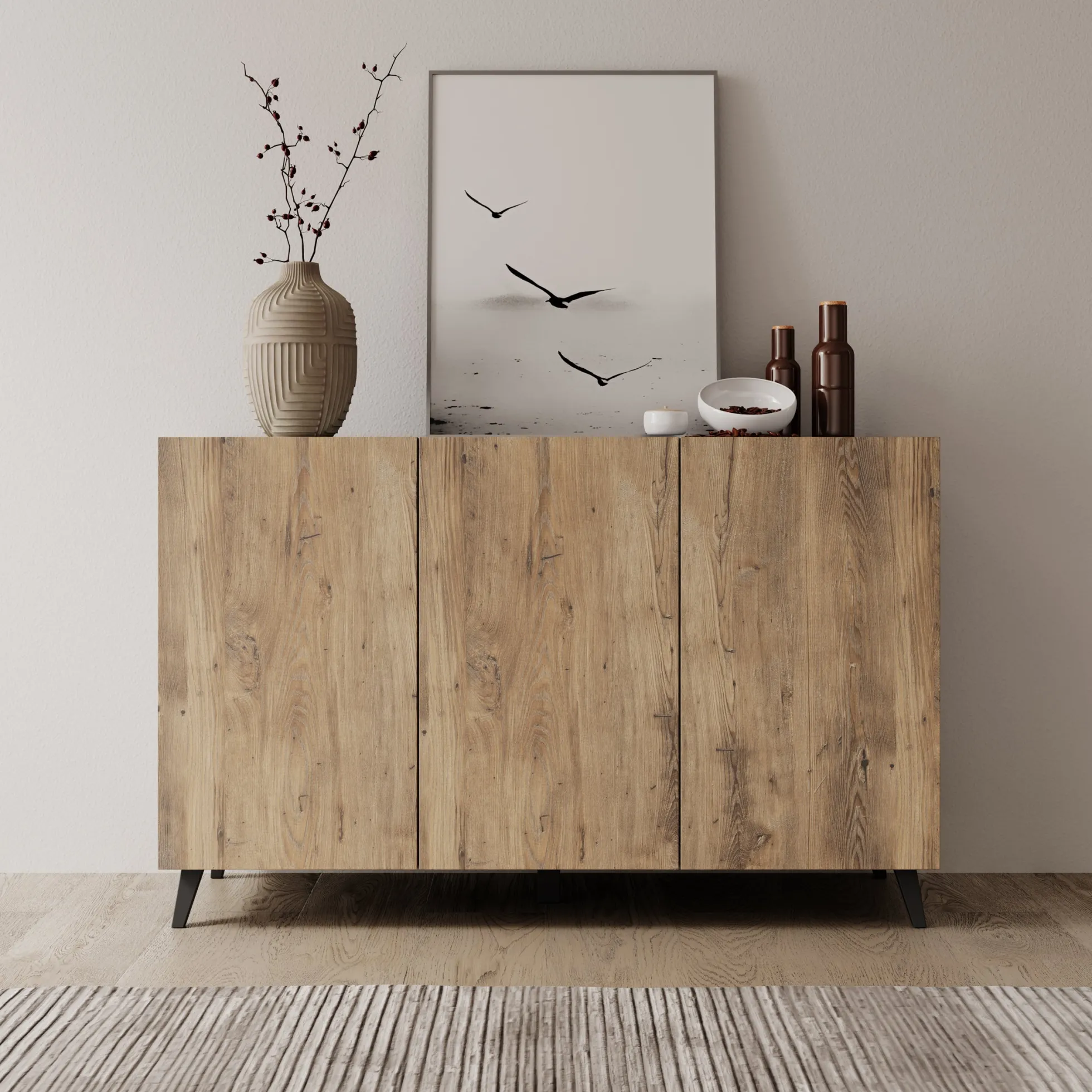 Pulse 3 - Dressoir - Eikenpatroon/grijs - 120x39x76 cm