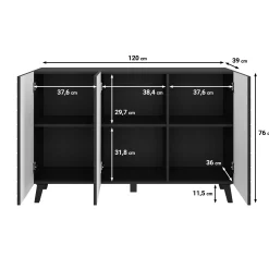 Pulse 3 - Dressoir - Zwart - 120x39x76 cm