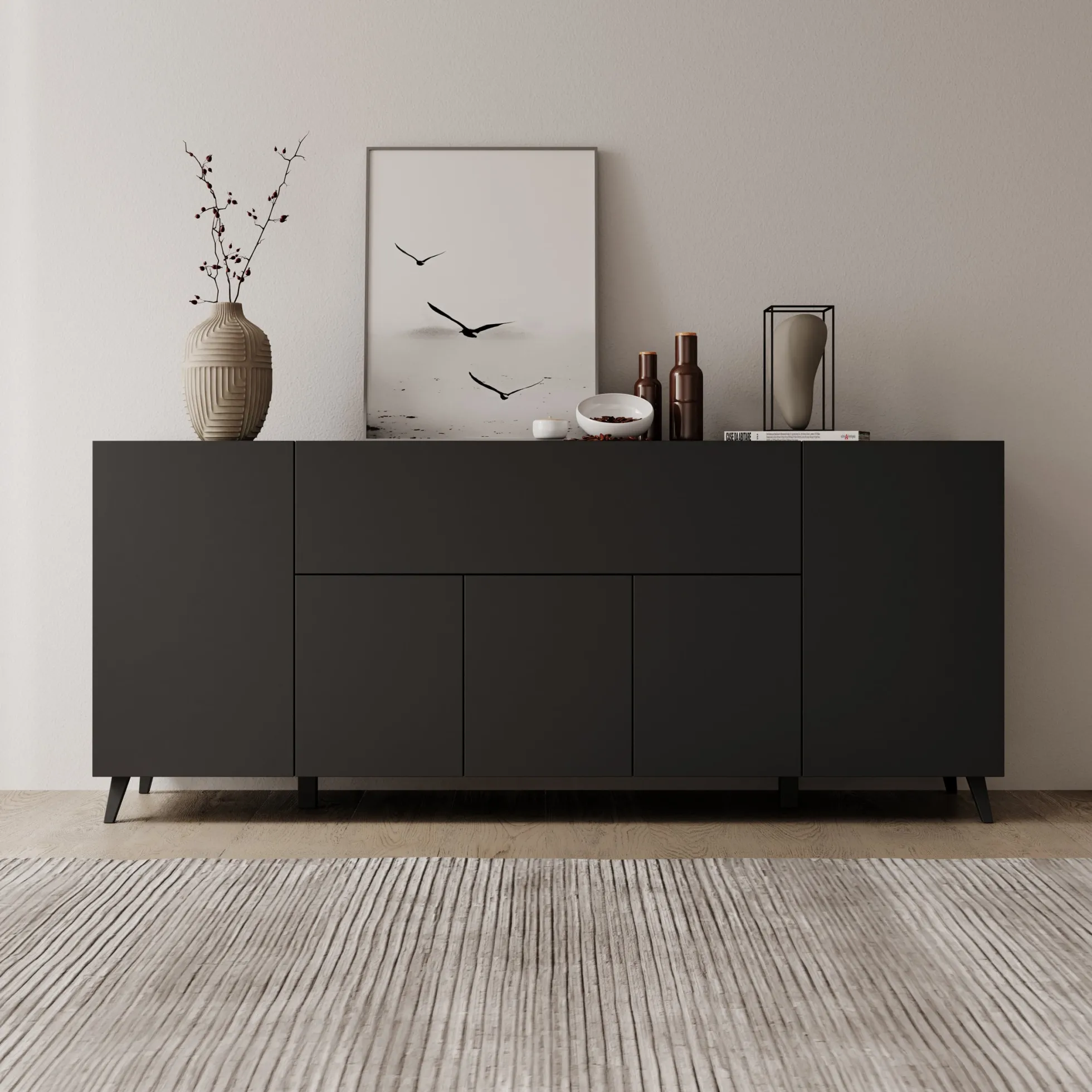 Pulse 4 - Dressoir - Zwart mat - 180x39x76 cm