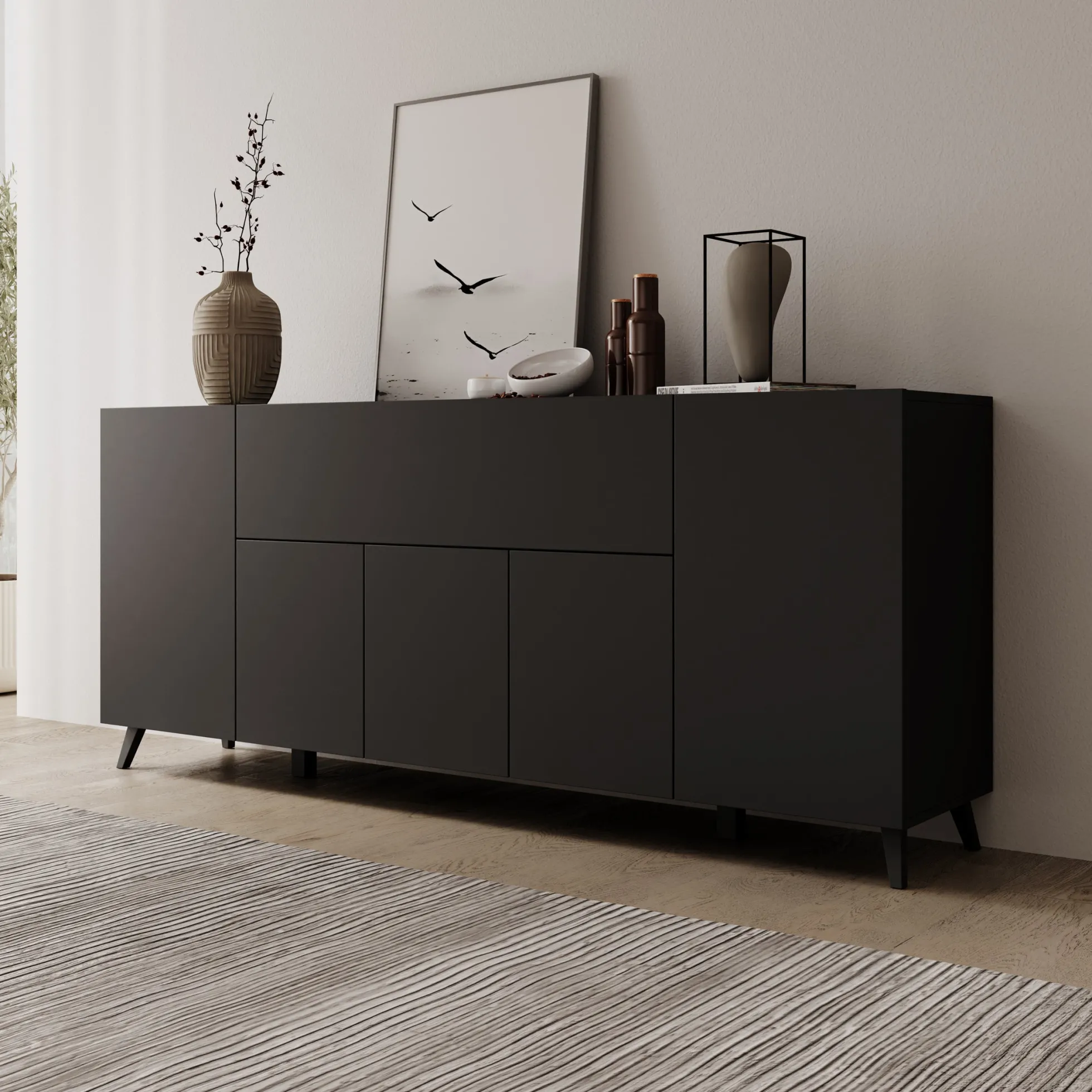 Pulse 4 - Dressoir - Zwart mat - 180x39x76 cm