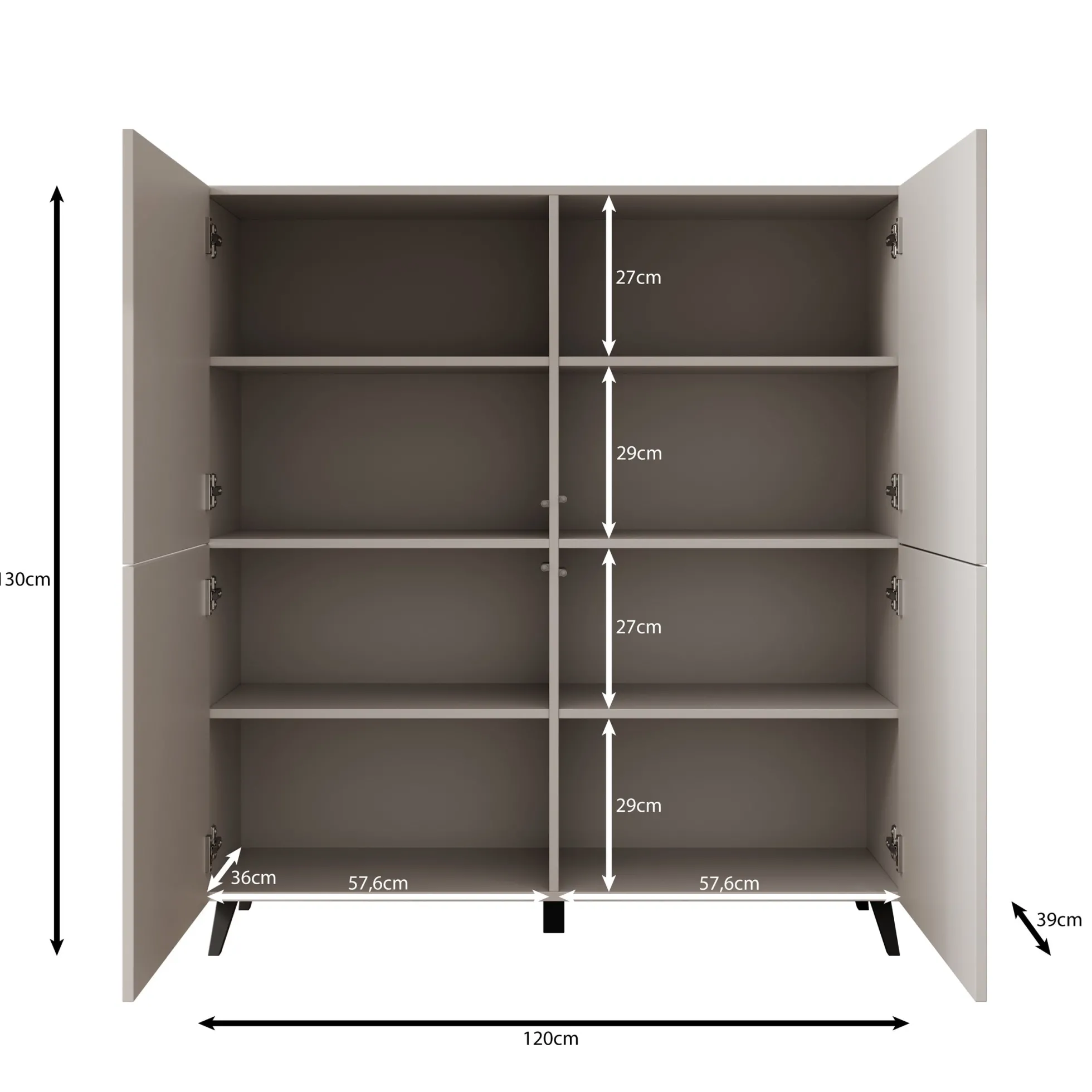 Pulse - Dressoir - Eikenpatroon/Grijs - 120x40x130 cm