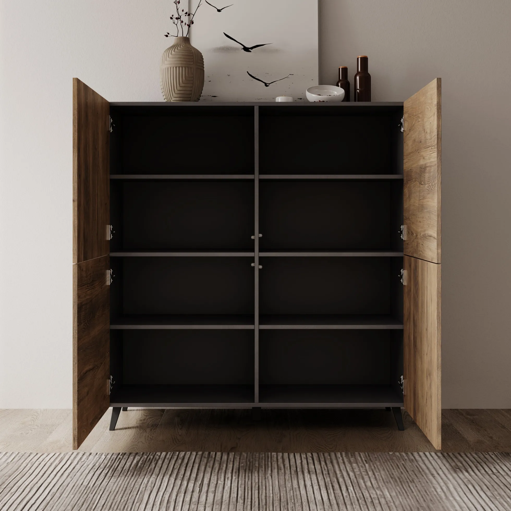 Pulse - Dressoir - Eikenpatroon/Grijs - 120x40x130 cm