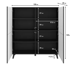 Pulse - Dressoir - Zwart - 120x39x128 cm