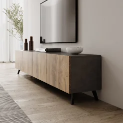 Pulse - TV-Meubel - Eikenpatroon/Grijs - 190x33x40 cm