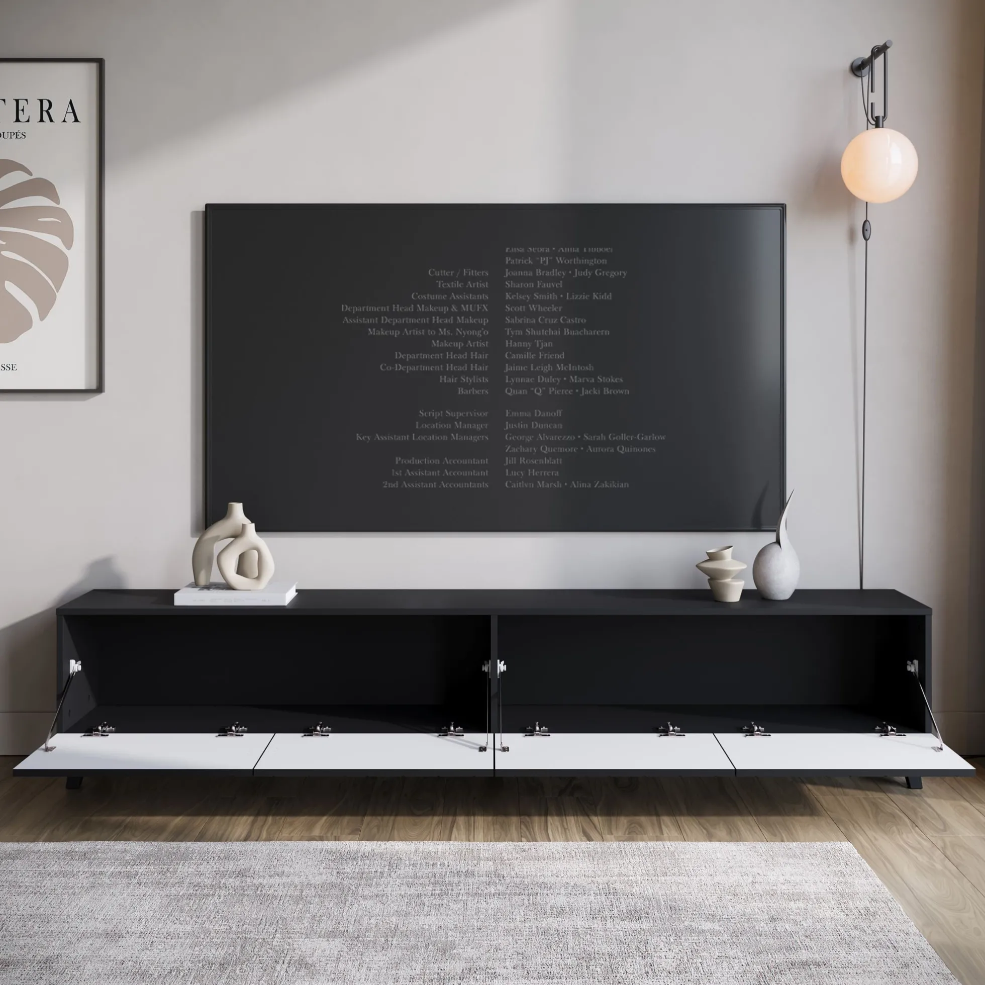 Pulse - TV-Meubel - Zwart - 190x33x40 cm