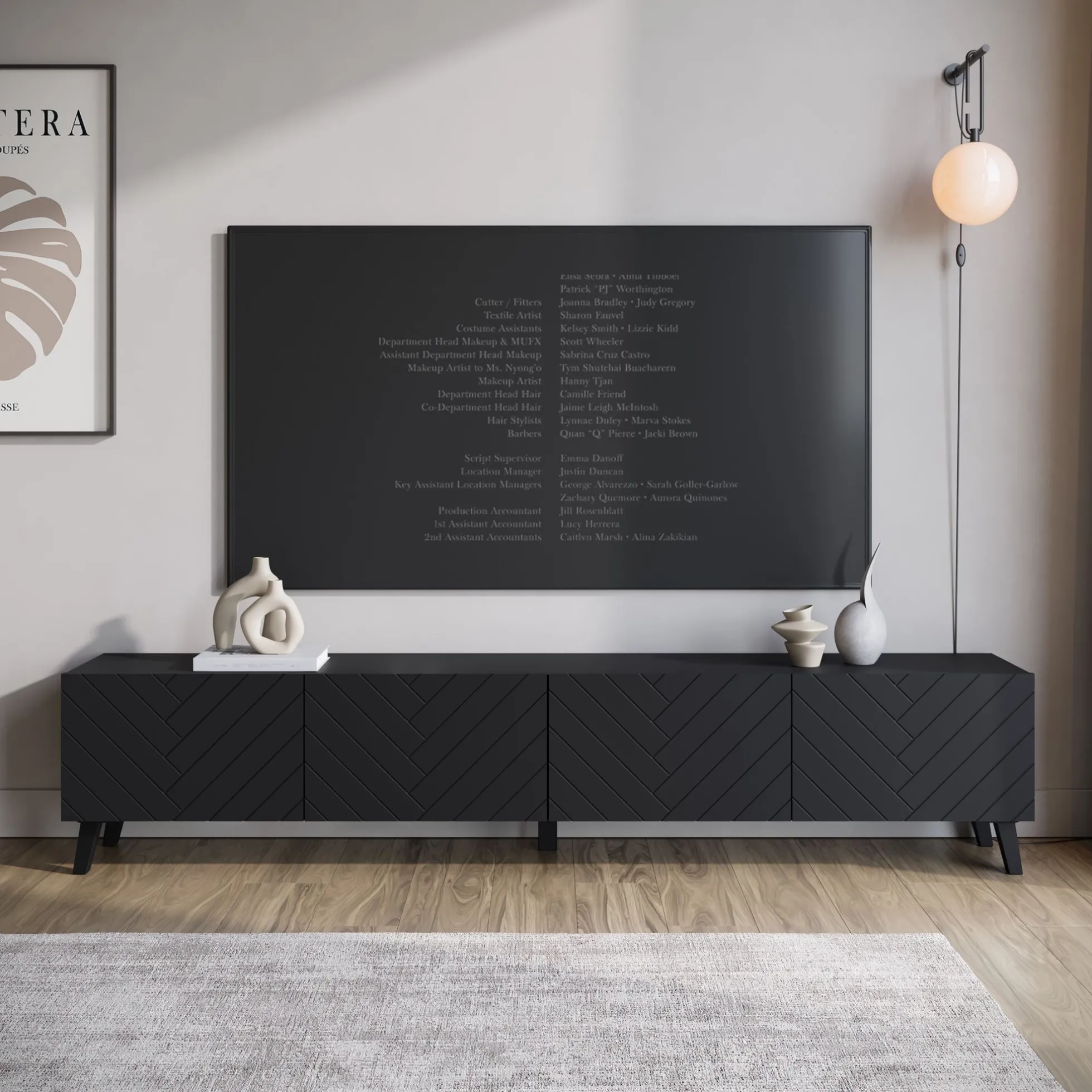 Pulse - TV-Meubel - Zwart - 190x33x40 cm