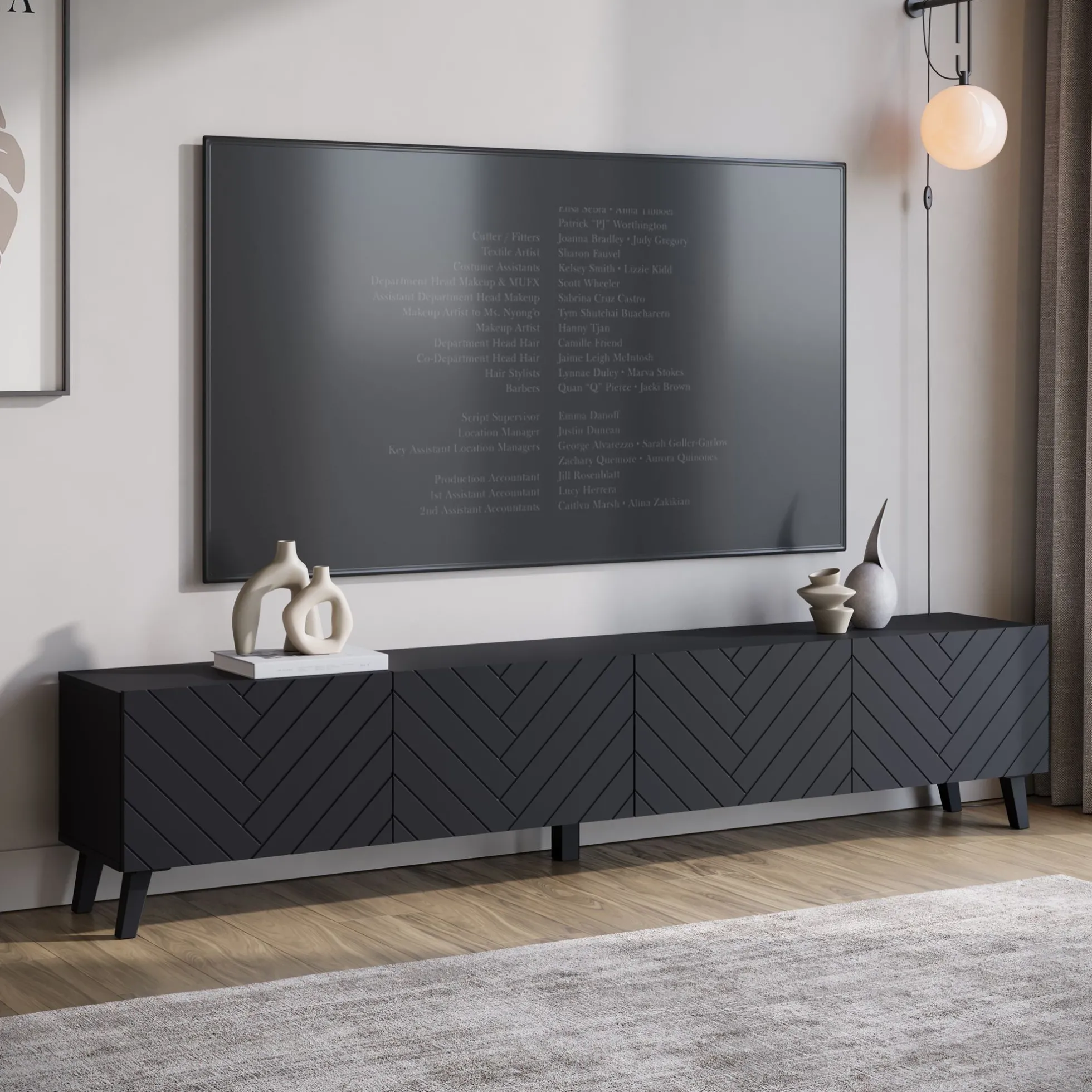 Pulse - TV-Meubel - Zwart - 190x33x40 cm