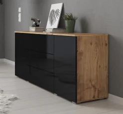 Pure - Dressoir - Zwart/eiken - 150x39x68 cm