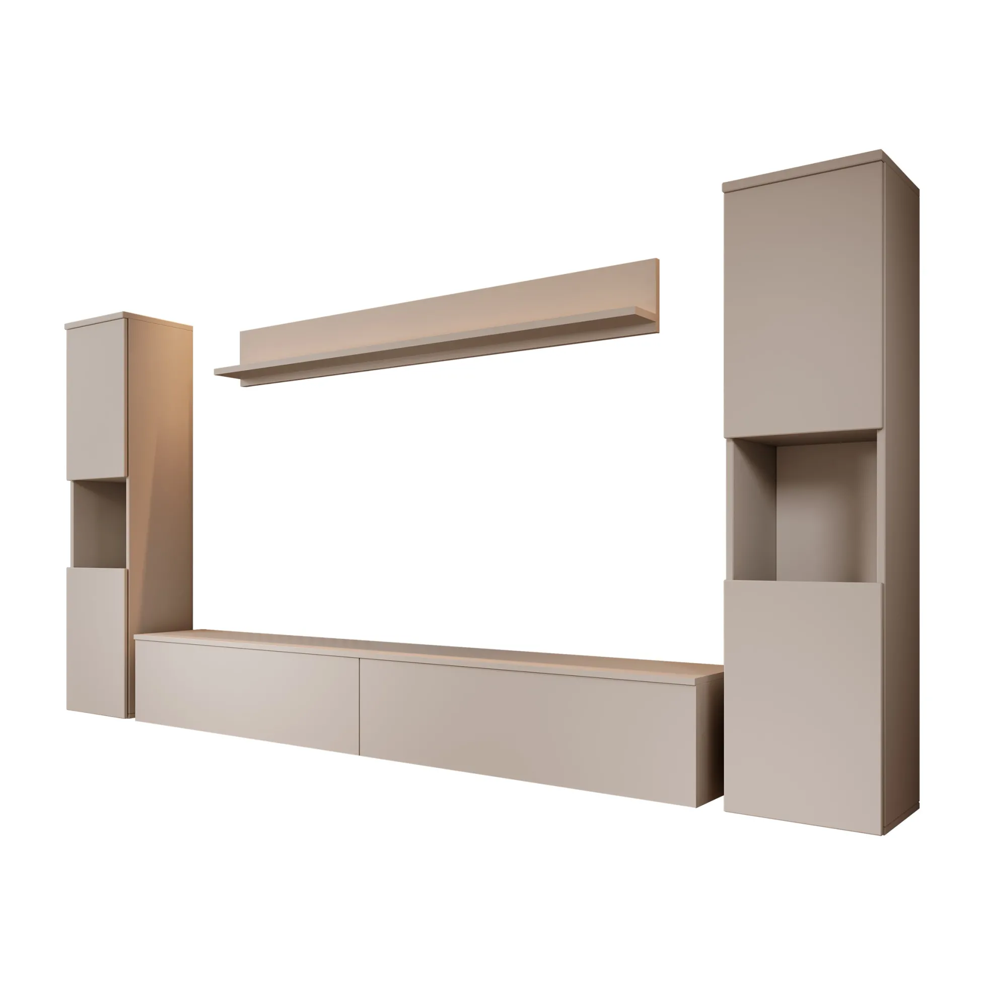 Pure XL - Wandmeubel - Beige - 180x33x130 cm