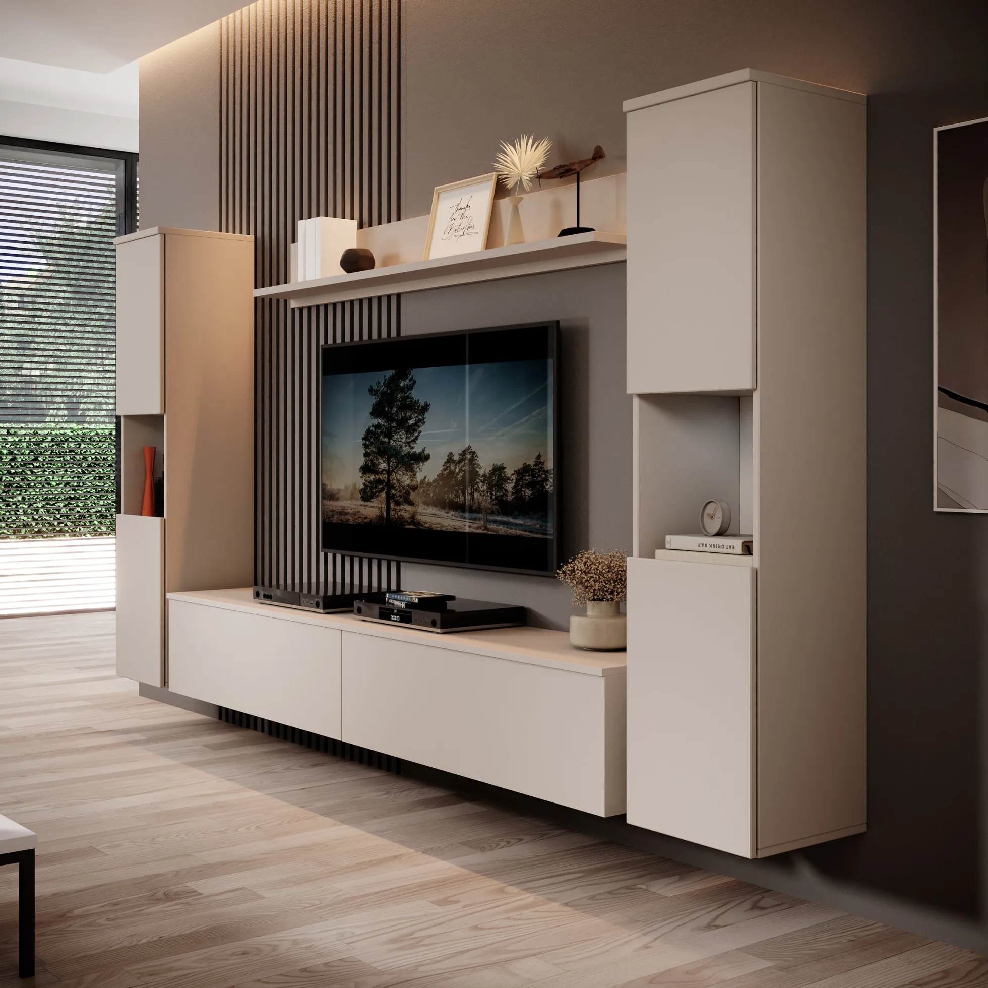 Pure XL - Wandmeubel - Beige - 180x33x130 cm