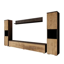 Pure XL - Wandmeubel - Eiken/Grijs - 180x33x130 cm