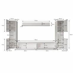 Pure XL - Wandmeubel - Wit - 180x33x130 cm