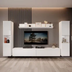 Pure XL - Wandmeubel - Wit - 180x33x130 cm