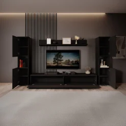 Pure XL - Wandmeubel - Zwart - 180x33x130 cm