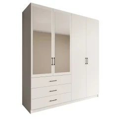Puro - Kledingkast met 4 deuren - Wit - 196x60x215 cm