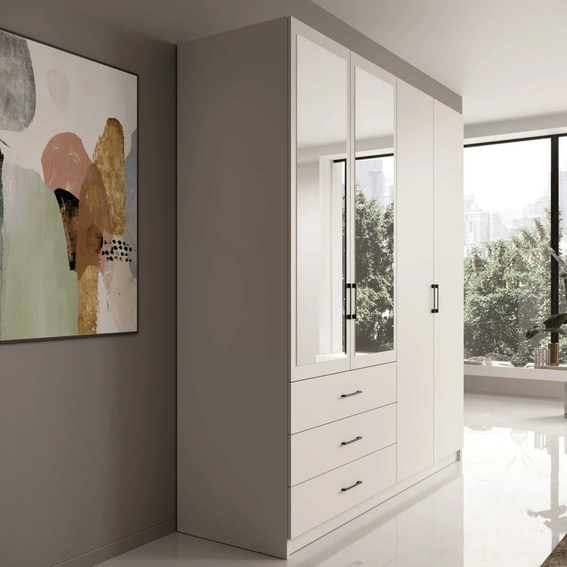 Puro - Kledingkast met 4 deuren - Beige - 196x60x215 cm
