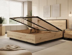 Quarry - Tweepersoonsbed met opbergruimte - Eiken - 180x200 cm
