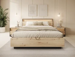 Quarry - Tweepersoonsbed met opbergruimte - Eiken - 160x200 cm