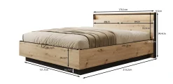 Quarry - Tweepersoonsbed met opbergruimte - Eiken - 160x200 cm