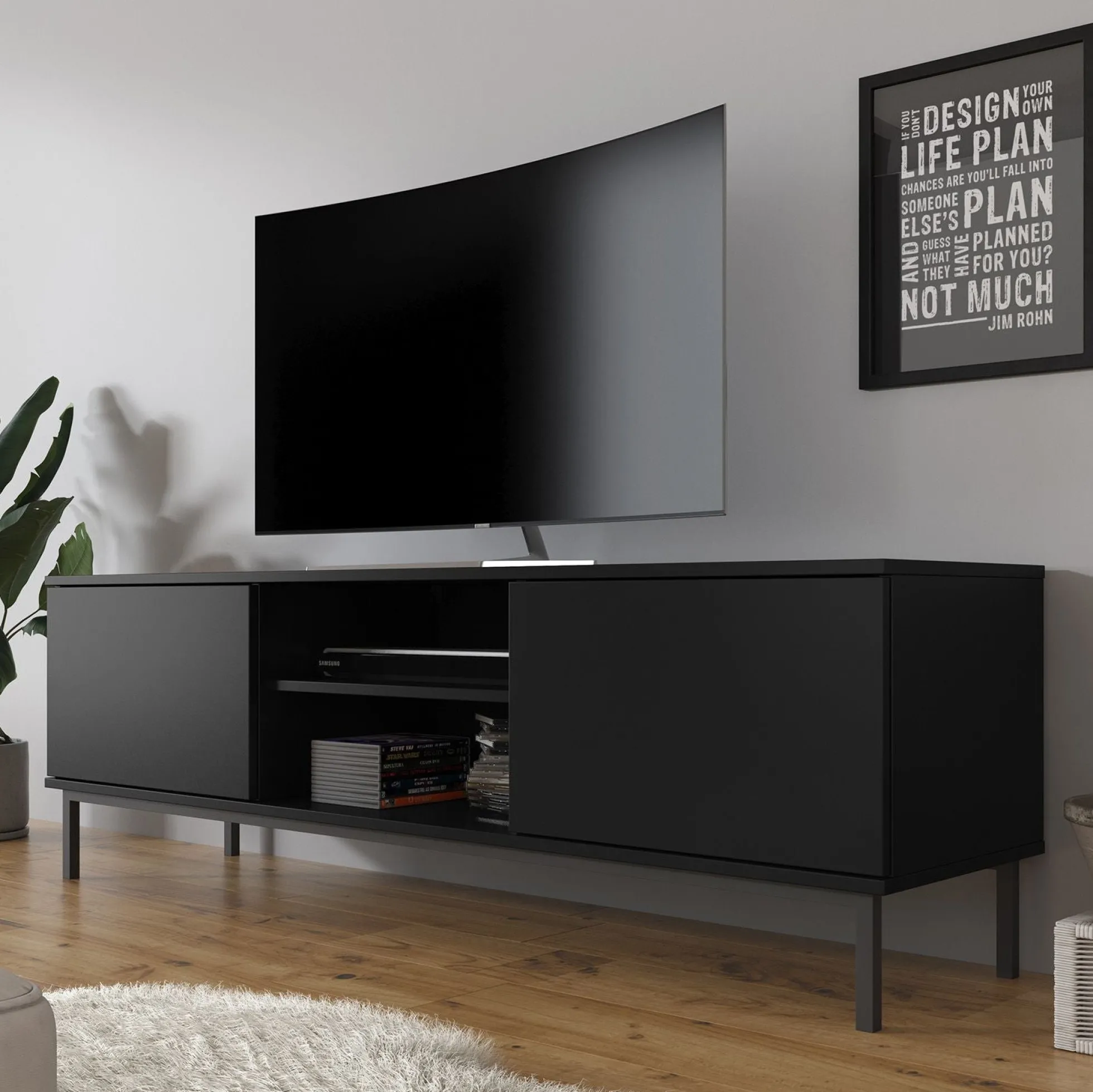 Queen - TV-Meubel - Zwart - 150x41x50 cm