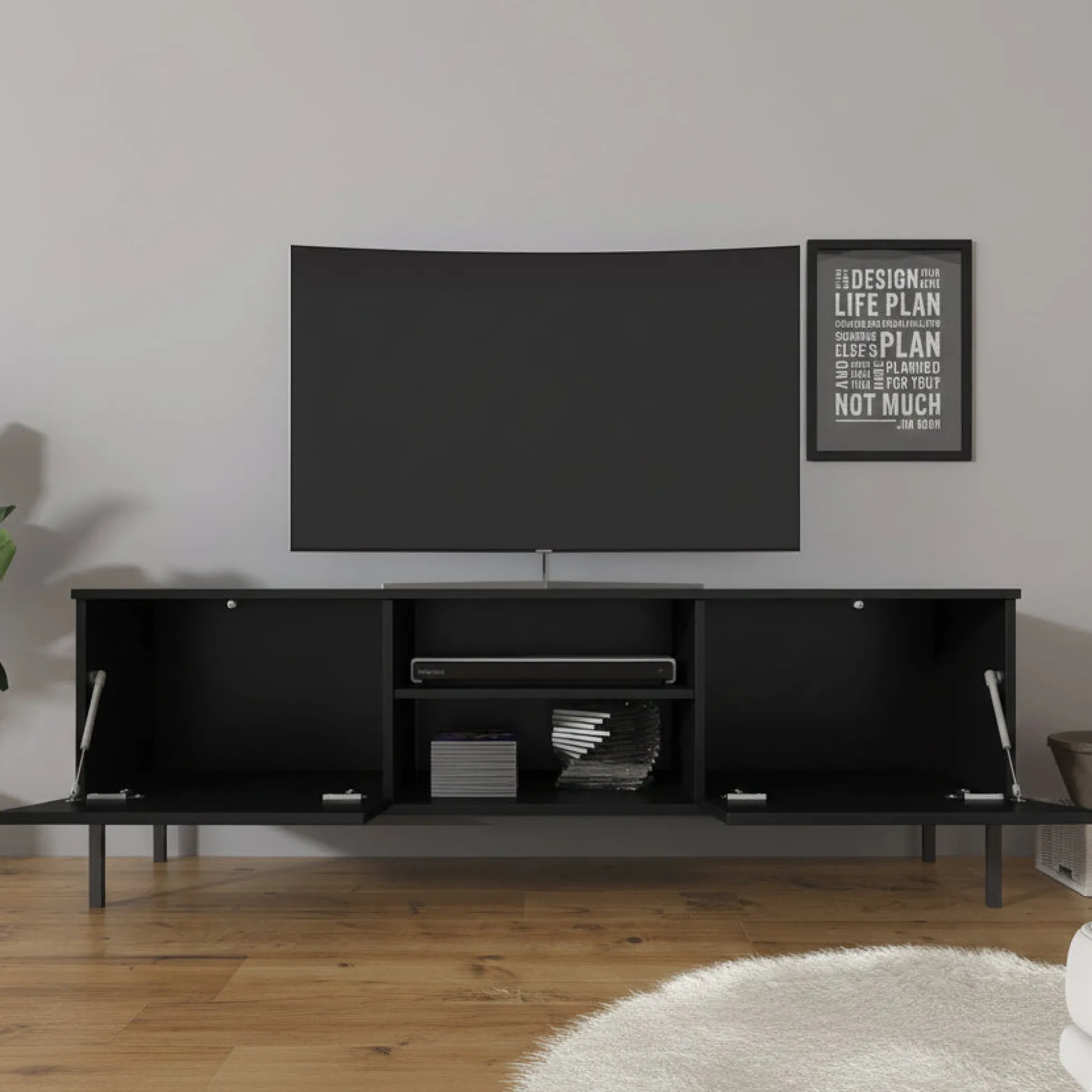 Queen - TV-Meubel - Zwart - 150x41x50 cm