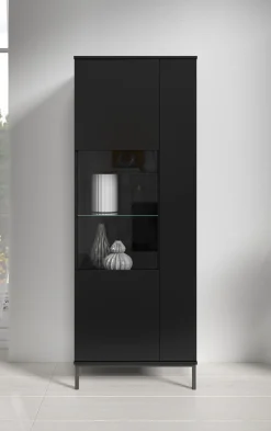 Queen - Vitrinekast - Zwart - 70x41x190 cm