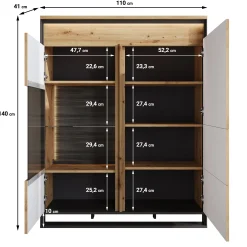Quincy - Dressoir - Eiken - 110x41x140 cm