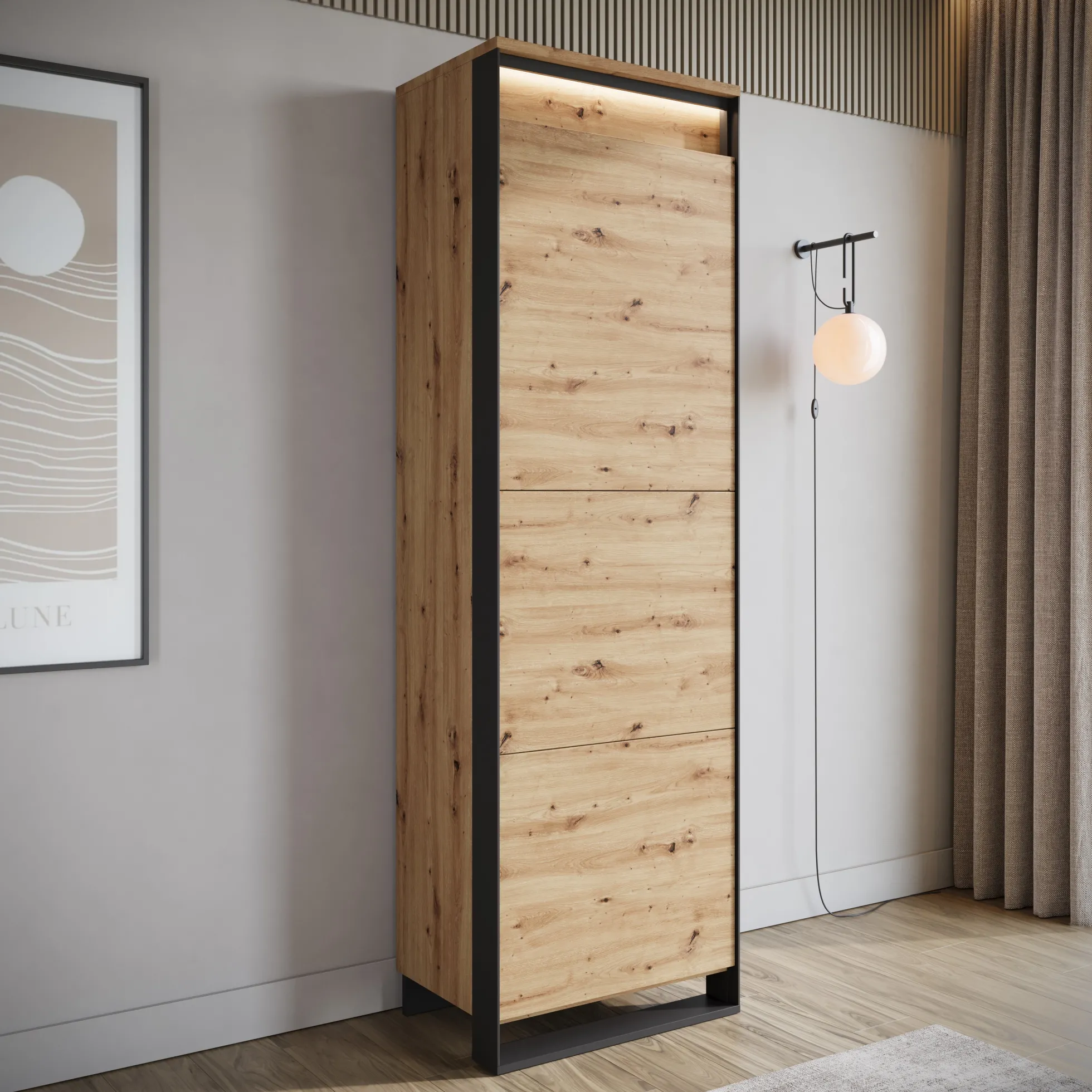 Quincy - Kledingkast met deur - Eiken - 60x41x195 cm