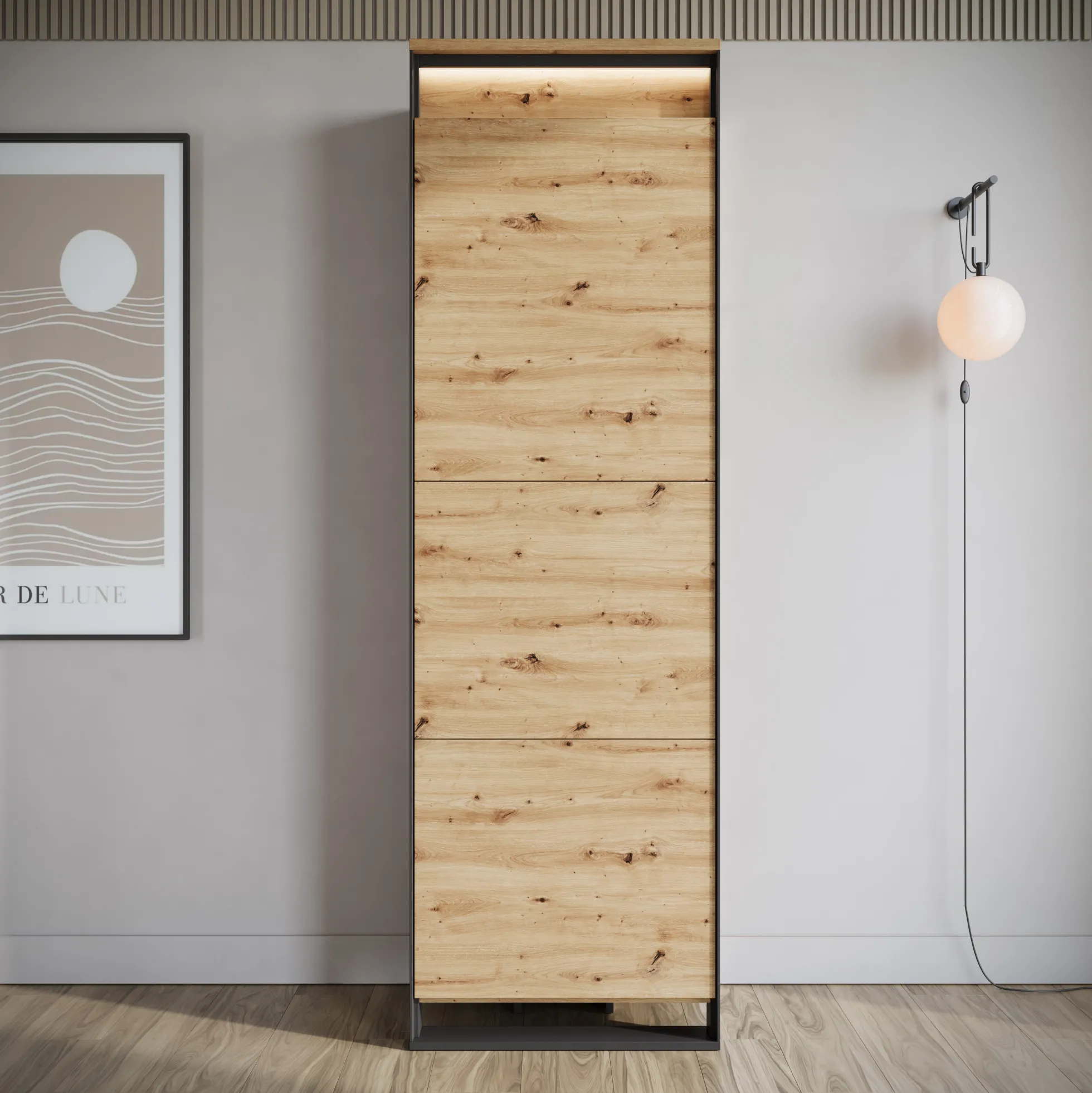 Quincy - Kledingkast met deur - Eiken - 60x41x195 cm