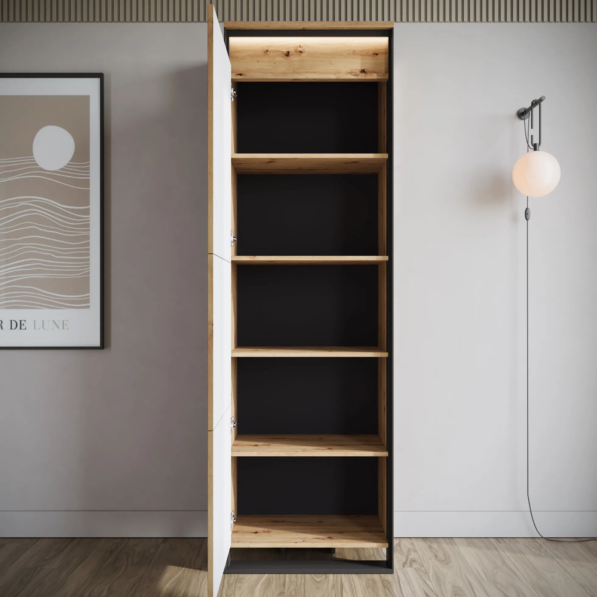 Quincy - Kledingkast met deur - Eiken - 60x41x195 cm